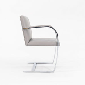 2019 Flat Bar Brno Chair, Model 255 by Mies van der Rohe for Knoll in Chromed Steel and Grey Leather 5x Available