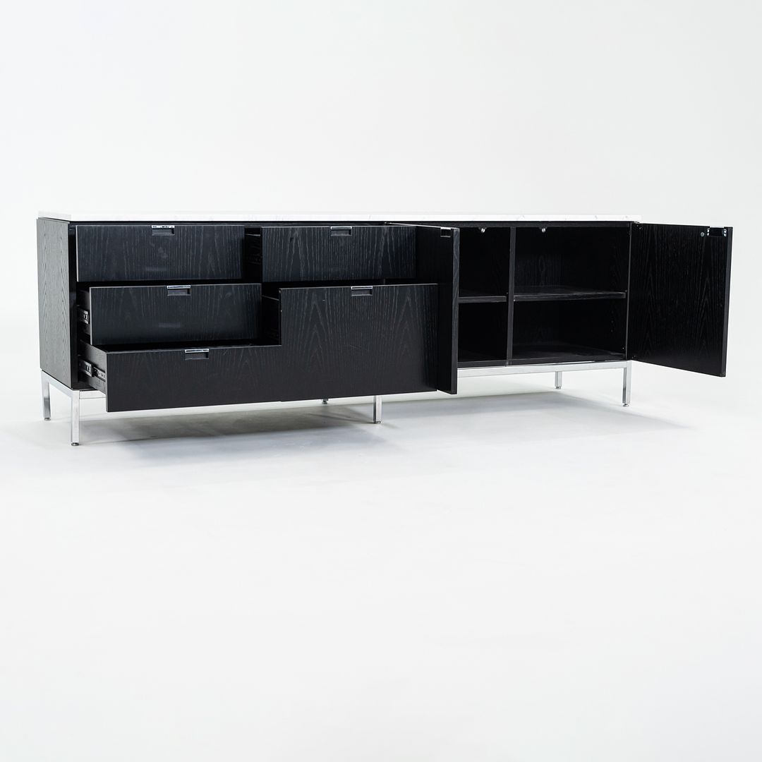 2019 Four Position Credenza, Model 2544M by Florence Knoll for Knoll in Ebonized Oak and Marble