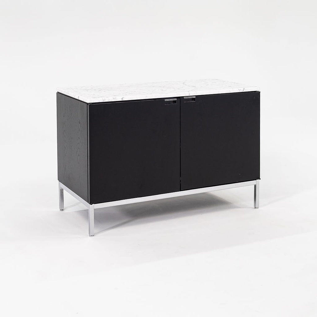 SOLD 2019 2-Position Credenza Cabinet by Florence Knoll for Knoll in Ebonized Oak and Satin Carrara Marble