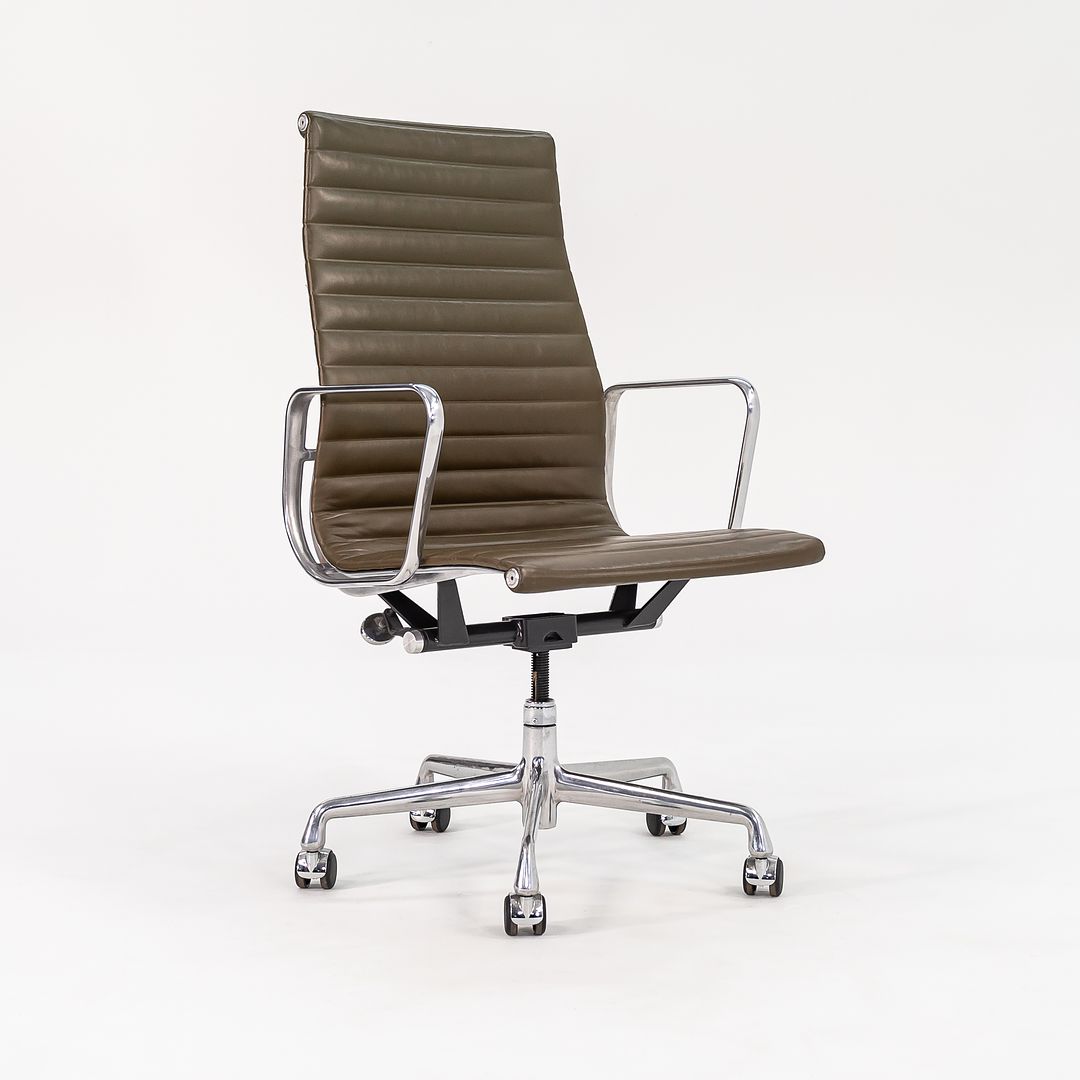 2005 Aluminum Group Executive Desk Chair by Charles and Ray Eames for Herman Miller in Dark Green Leather 6x Available