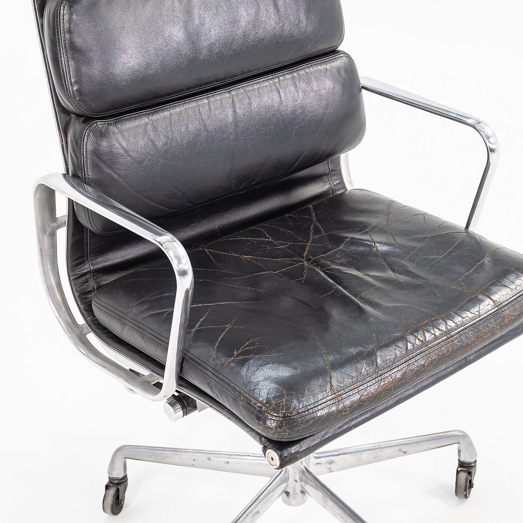 SOLD 2003 Aluminum Group Soft Pad Executive Chair, Model EA420 by Charles and Ray Eames for Herman Miller in Black Leather