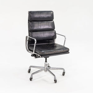 SOLD 2003 Aluminum Group Soft Pad Executive Chair, Model EA420 by Charles and Ray Eames for Herman Miller in Black Leather