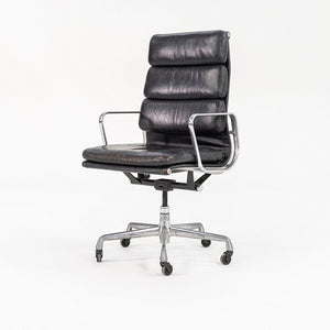 SOLD 2003 Aluminum Group Soft Pad Executive Chair, Model EA420 by Charles and Ray Eames for Herman Miller in Black Leather