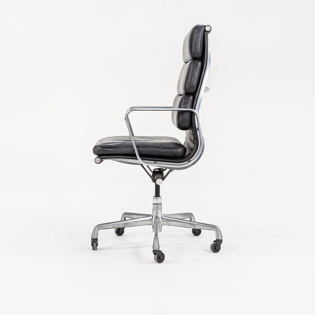 SOLD 2003 Aluminum Group Soft Pad Executive Chair, Model EA420 by Charles and Ray Eames for Herman Miller in Black Leather