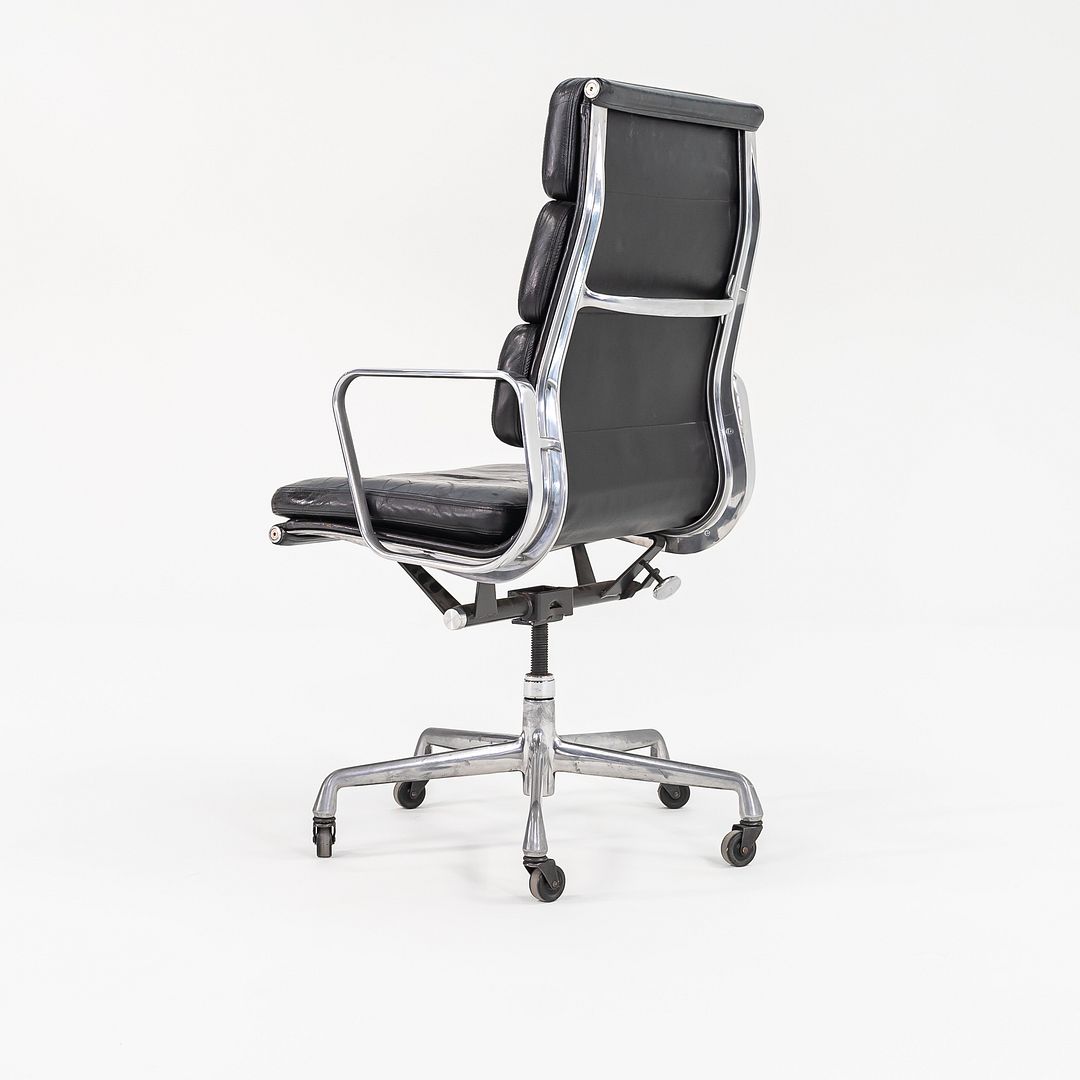 SOLD 2003 Aluminum Group Soft Pad Executive Chair, Model EA420 by Charles and Ray Eames for Herman Miller in Black Leather