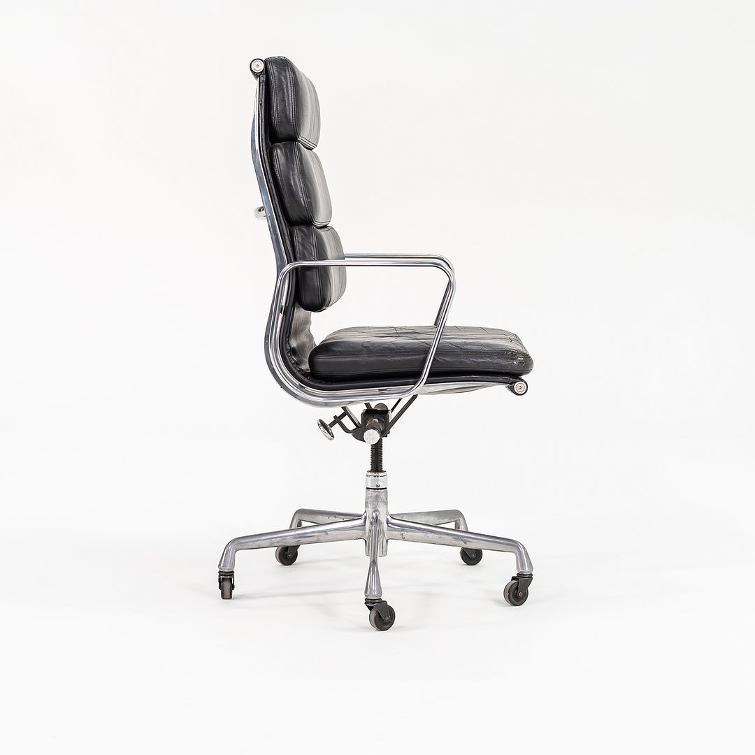 SOLD 2003 Aluminum Group Soft Pad Executive Chair, Model EA420 by Charles and Ray Eames for Herman Miller in Black Leather