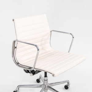 2022 Aluminum Group Management Desk Chair, Model EA335 by Ray and Charles Eames for Herman Miller in White Leather