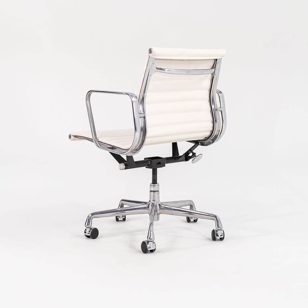 2022 Aluminum Group Management Desk Chair, Model EA335 by Ray and Charles Eames for Herman Miller in White Leather