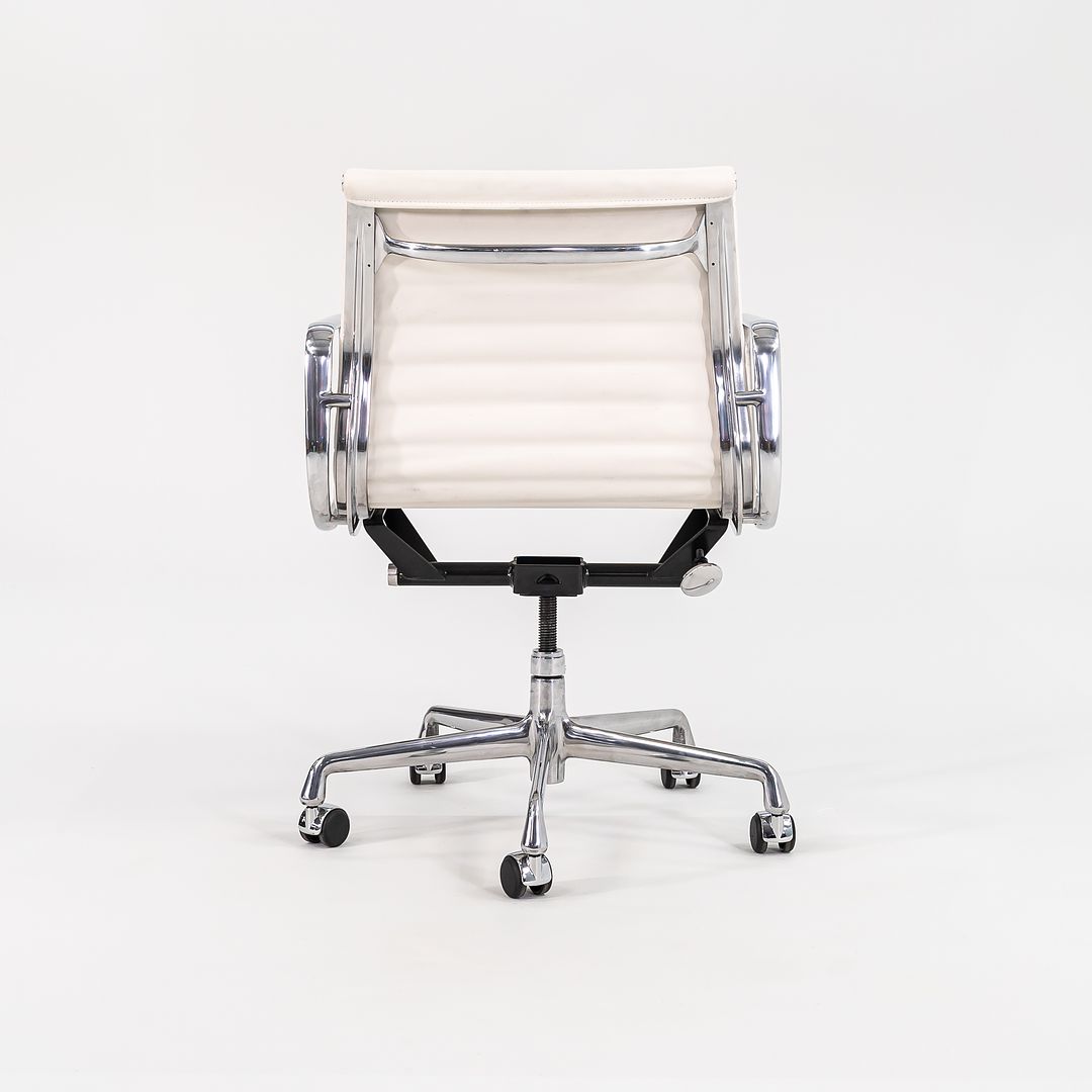 2022 Aluminum Group Management Desk Chair, Model EA335 by Ray and Charles Eames for Herman Miller in White Leather