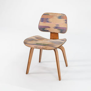 1947 DCW Dining Chair by Charles and Ray Eames for Evans Products Company / Herman Miller in Calico Ash with Rare Upholstery