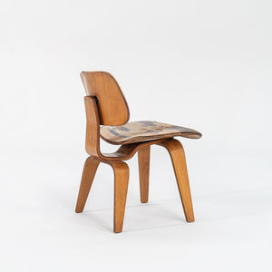 1947 DCW Dining Chair by Charles and Ray Eames for Evans Products Company / Herman Miller in Calico Ash with Rare Upholstery