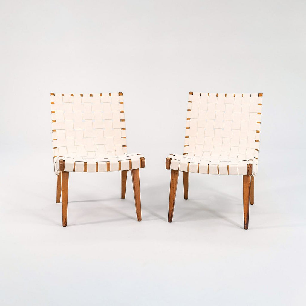 1946 Pair of Knoll Risom Lounge Chair, Model 654LC by Jens Risom for Knoll in Birch with Webbing