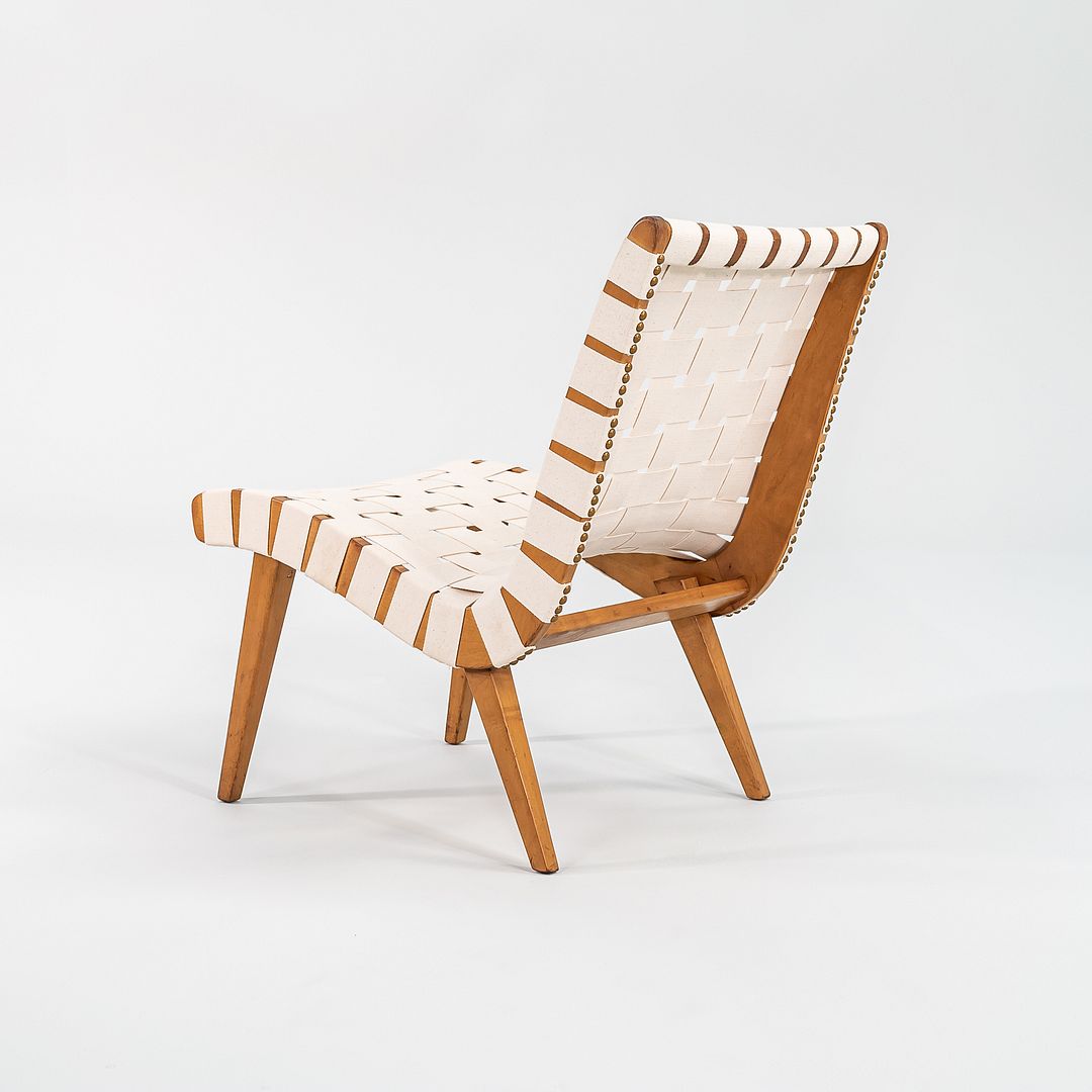 1946 Pair of Knoll Risom Lounge Chair, Model 654LC by Jens Risom for Knoll in Birch with Webbing