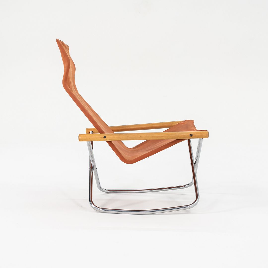1970s Takeshi Nii Nychair X Rocking Lounge Chair in Beech, Canvas, and Steel