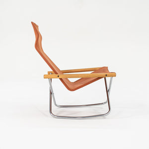 1970s Takeshi Nii Nychair X Rocking Lounge Chair in Beech, Canvas, and Steel