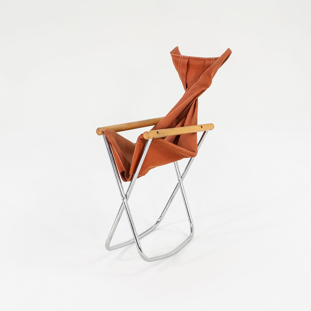 1970s Takeshi Nii Nychair X Rocking Lounge Chair in Beech, Canvas, and Steel