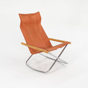 1970s Takeshi Nii Nychair X Rocking Lounge Chair in Beech, Canvas, and Steel