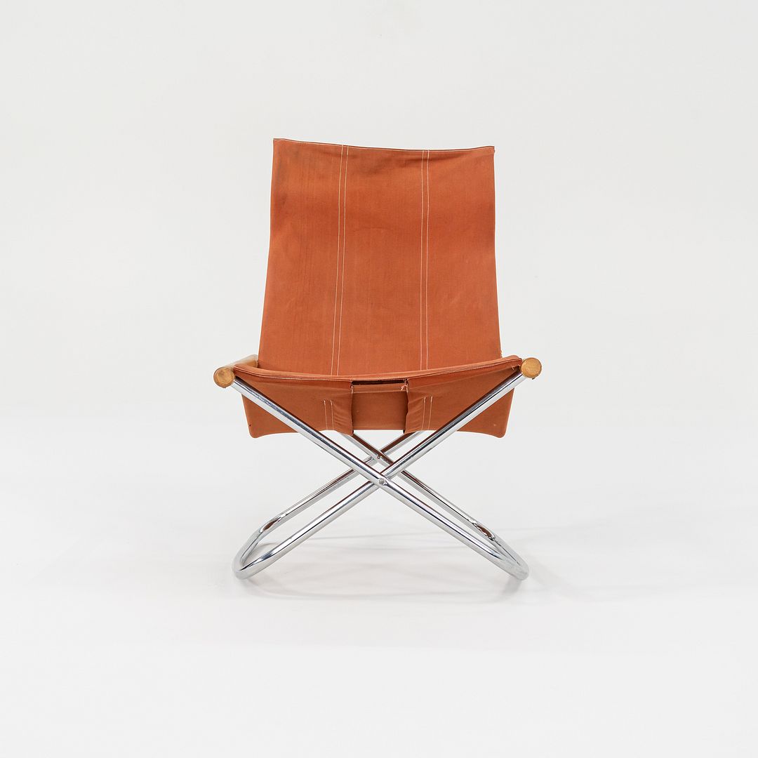 1970s Takeshi Nii Nychair X Rocking Lounge Chair in Beech, Canvas, and Steel