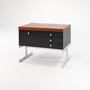 C. 1963 Peerless Steel Equipment Co. Credenza w/ 4-Drawers Teak, Steel & Chrome