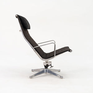 1960s Aluminum Group Lounge Chair and Ottoman, EA125 and EA124 by Charles and Ray Eames for Herman Miller in Black Fabric