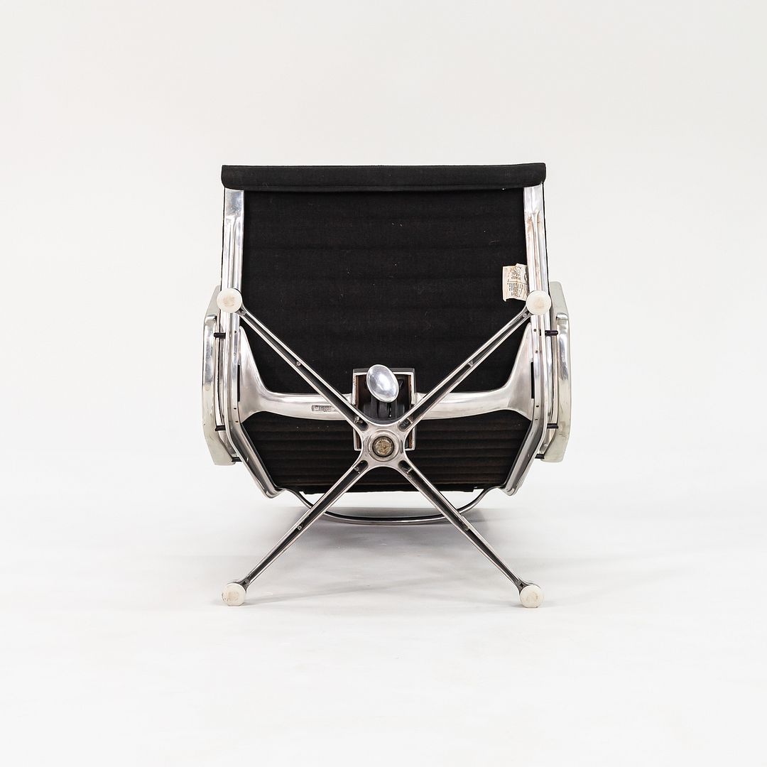 1960s Aluminum Group Lounge Chair and Ottoman, EA125 and EA124 by Charles and Ray Eames for Herman Miller in Black Fabric