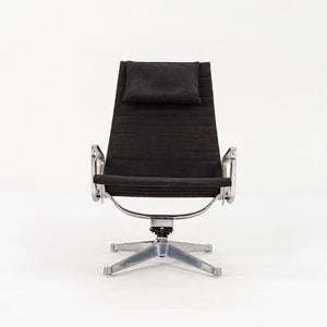 1960s Aluminum Group Lounge Chair and Ottoman, EA125 and EA124 by Charles and Ray Eames for Herman Miller in Black Fabric