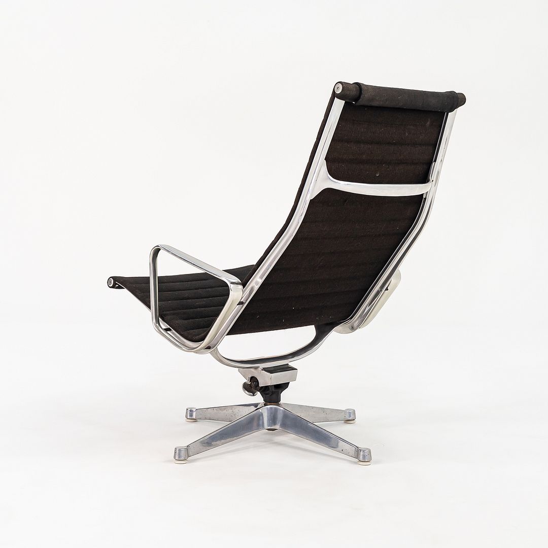 1960s Aluminum Group Lounge Chair and Ottoman, EA125 and EA124 by Charles and Ray Eames for Herman Miller in Black Fabric