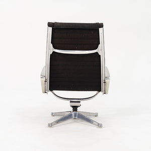 1960s Aluminum Group Lounge Chair and Ottoman, EA125 and EA124 by Charles and Ray Eames for Herman Miller in Black Fabric