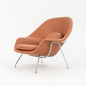 1990s Womb Chair and Ottoman, Models 70L and 74Y, by Eero Saarinen for Knoll in Cognac Leather