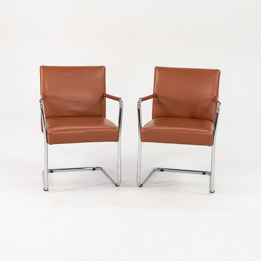 C. 2010 Pair of Brayton Switch Cantilever Sliding Chairs Upholstered in Leather