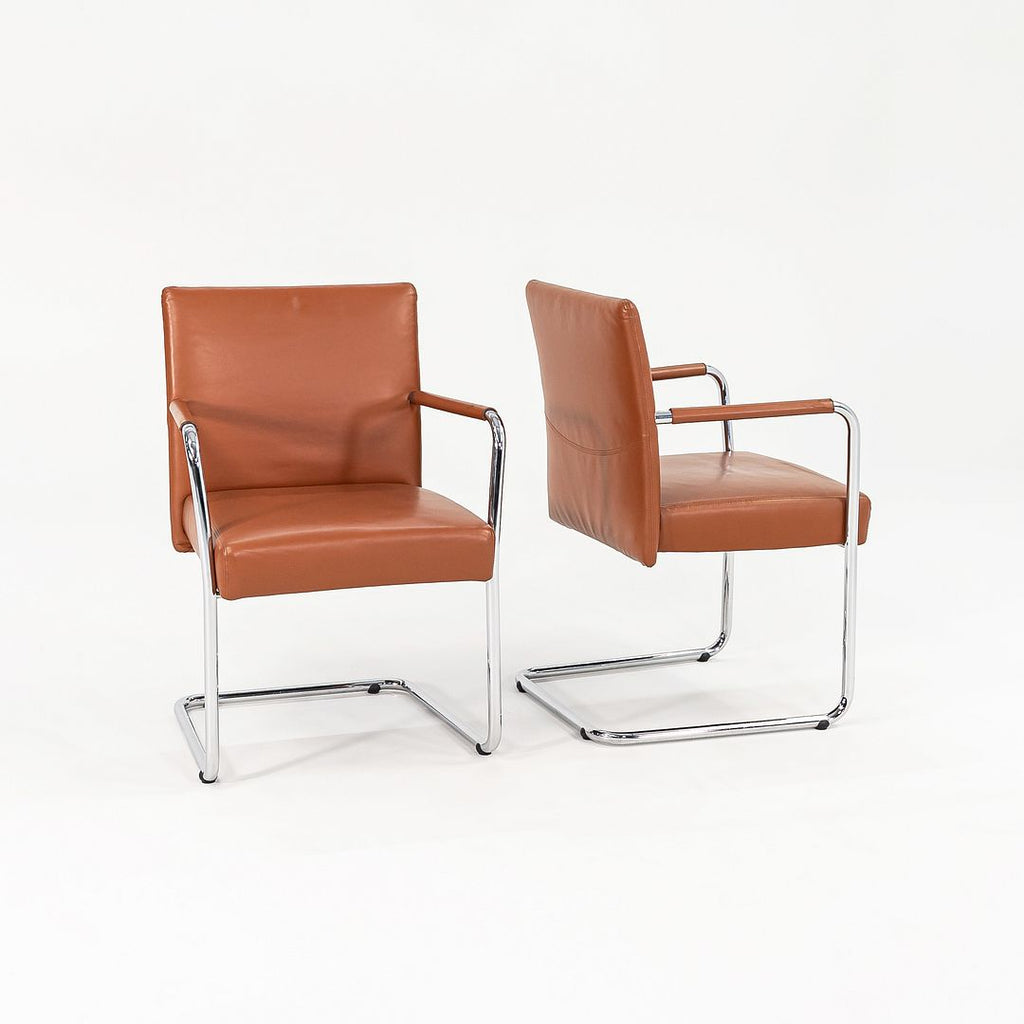 C. 2010 Pair of Brayton Switch Cantilever Sliding Chairs Upholstered in Leather
