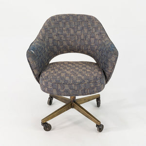 1960s Eero Saarinen for Knoll Executive Arm Desk Chair w/ Bronze Base and Fabric