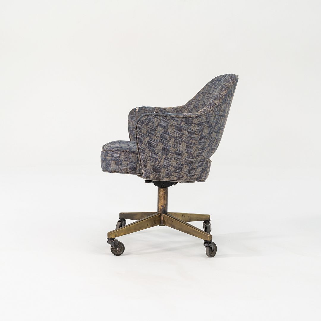 1960s Eero Saarinen for Knoll Executive Arm Desk Chair w/ Bronze Base and Fabric