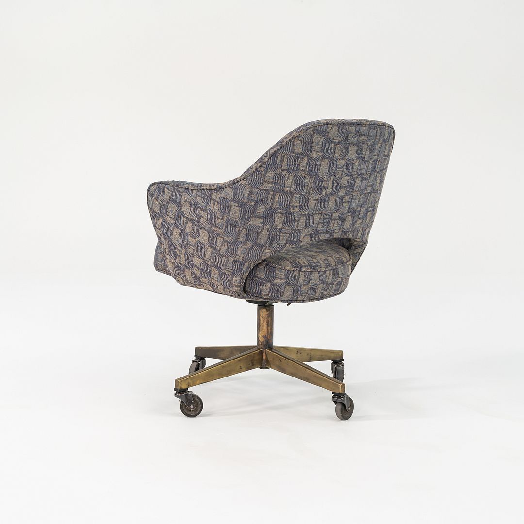1960s Eero Saarinen for Knoll Executive Arm Desk Chair w/ Bronze Base and Fabric