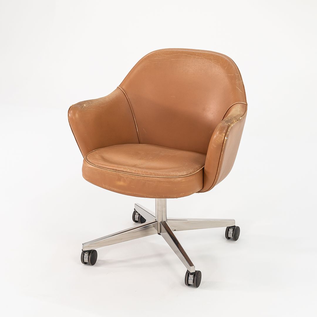 1979 Saarinen Executive Chair, Model 68S by Eero Saarinen for Knoll in Tan Leather