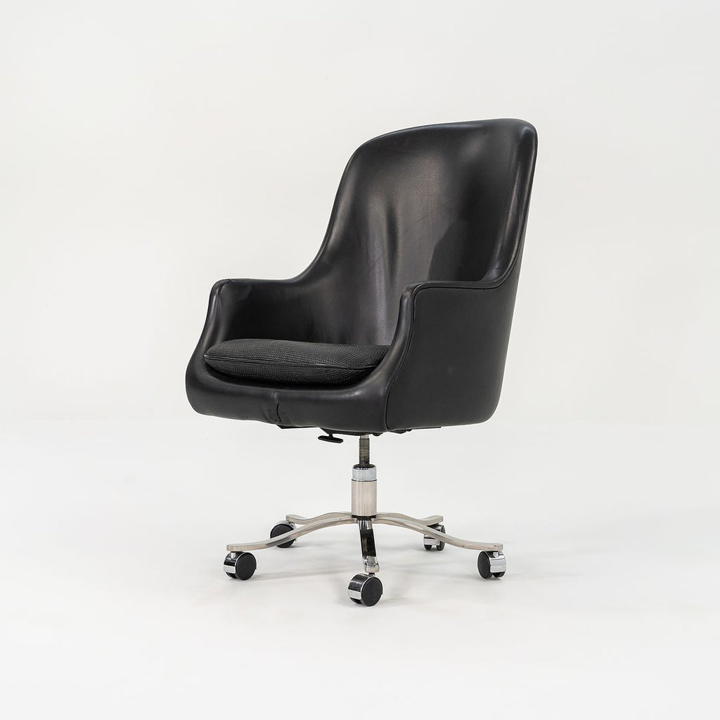 1990s Alpha Bucket Executive Chair by Nicos Zographos for Zographos Designs in Black Leather