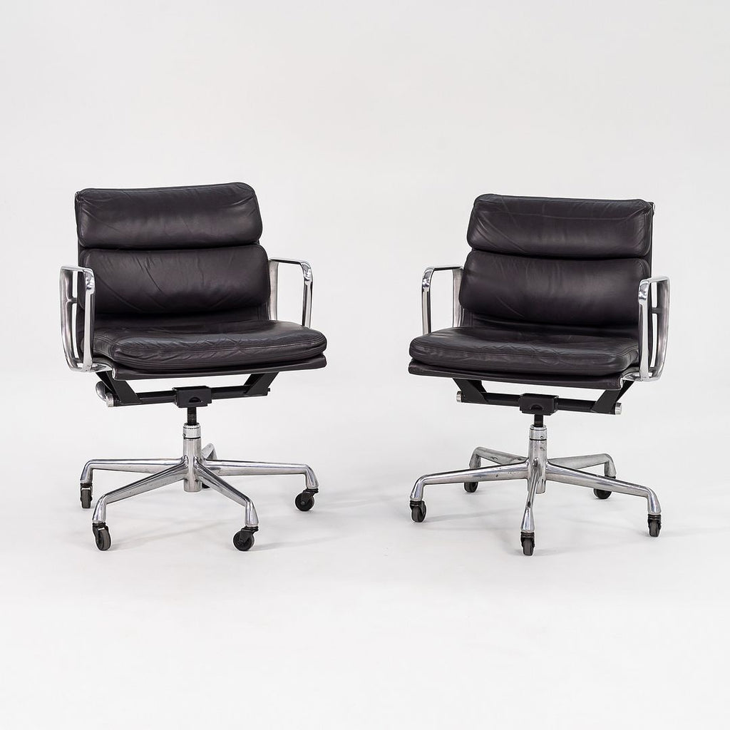 SOLD 2000 Soft Pad Management Desk Chair by Charles and Ray Eames for Herman Miller in Dark Grey Leather 2x Available