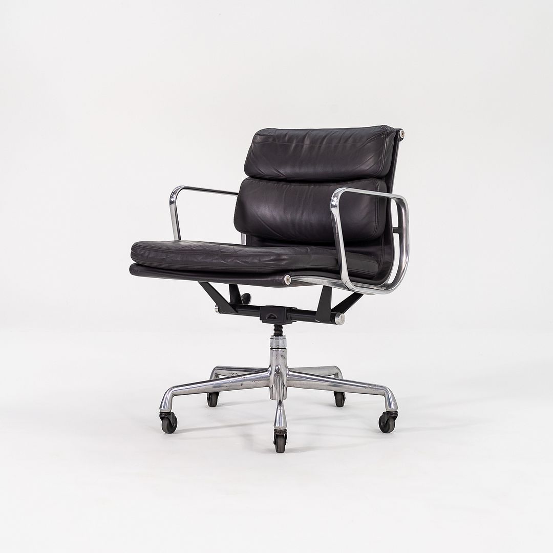 SOLD 2000 Soft Pad Management Desk Chair by Charles and Ray Eames for Herman Miller in Dark Grey Leather 2x Available