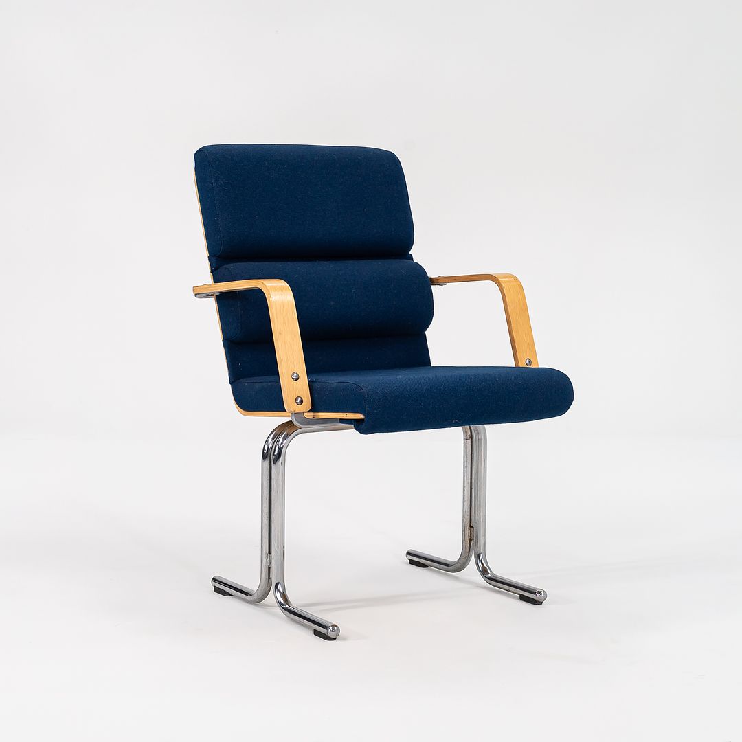 1970s Set of Four Plaano Chairs by Yrjo Kukkapuro for Avarte in Birch with Blue Fabric