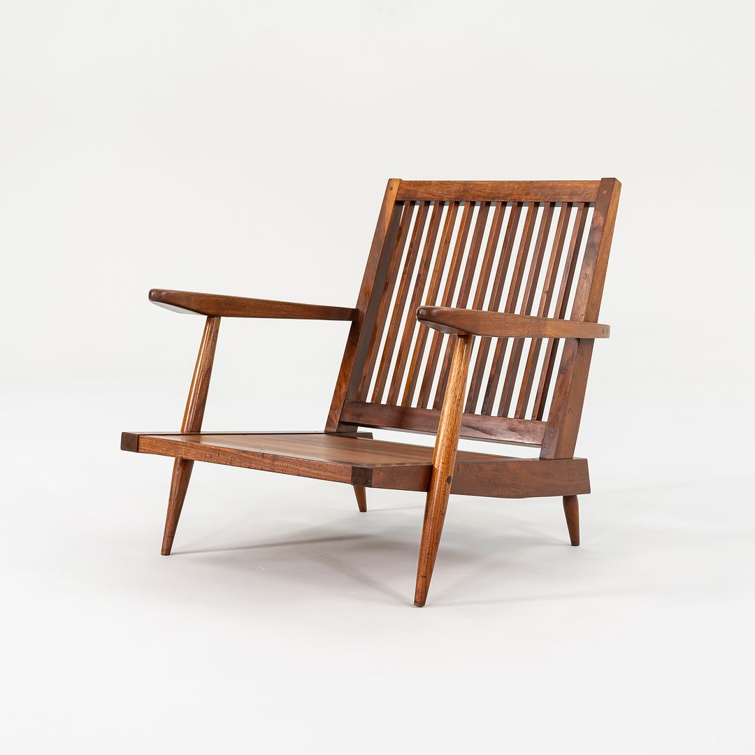 1950s Slatted Lounge Chair with Arms by George Nakashima in Black Walnut