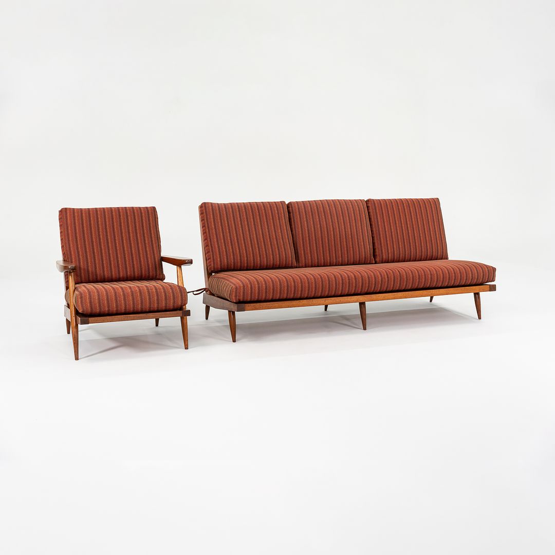 1950s Three Seat Slatted Settee by George Nakashima in Black Walnut