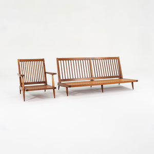 1950s Three Seat Slatted Settee Sofa by George Nakashima in Black Walnut