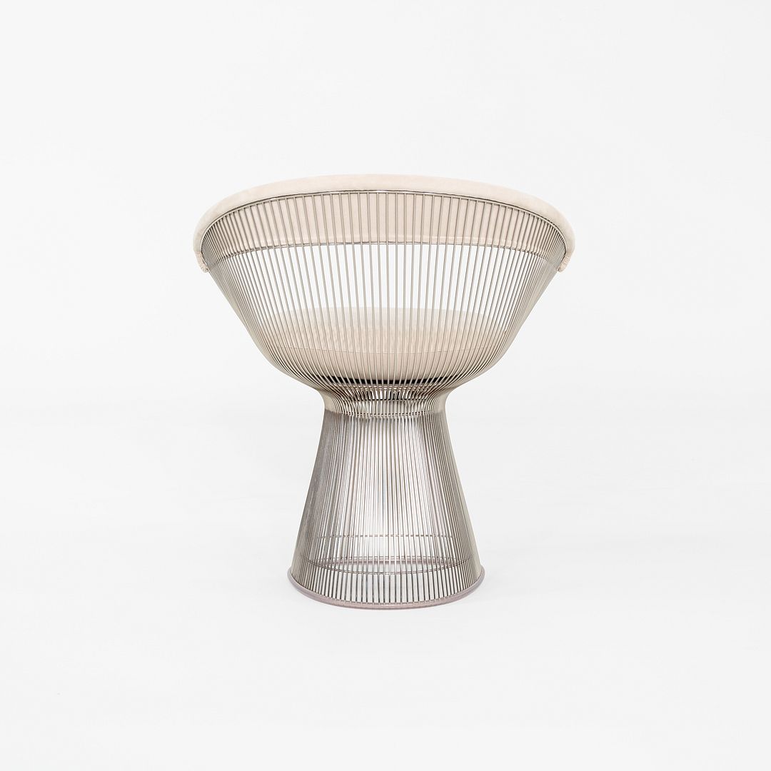 2020 Pair of Warren Platner for Knoll Dining Arm Chairs in Ivory Suede