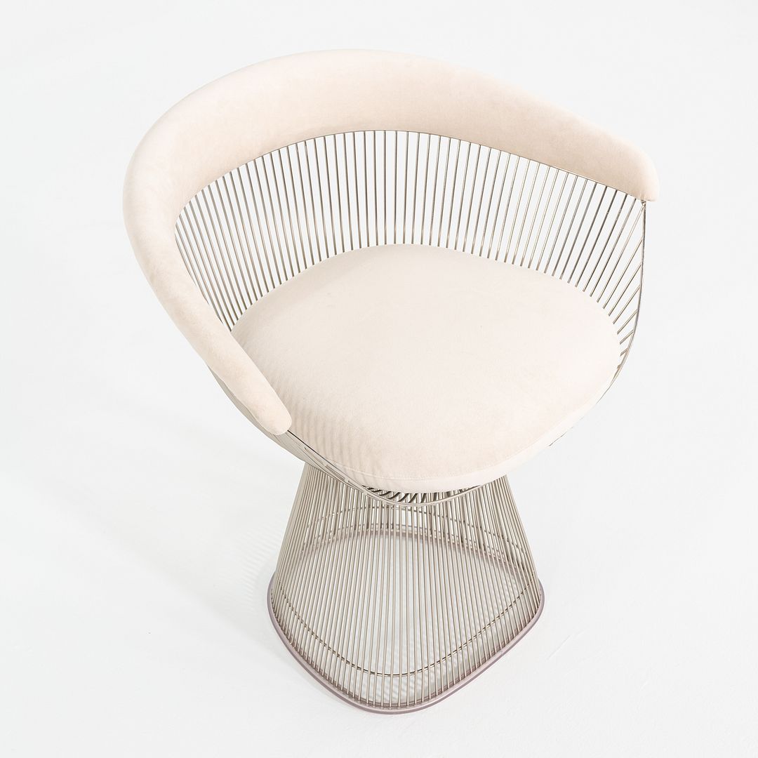 2020 Pair of Warren Platner for Knoll Dining Arm Chairs in Ivory Suede