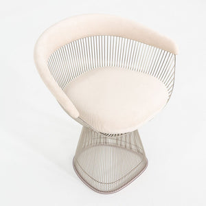 2020 Pair of Warren Platner for Knoll Dining Arm Chairs in Ivory Suede