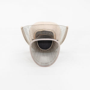 2020 Pair of Warren Platner for Knoll Dining Arm Chairs in Ivory Suede