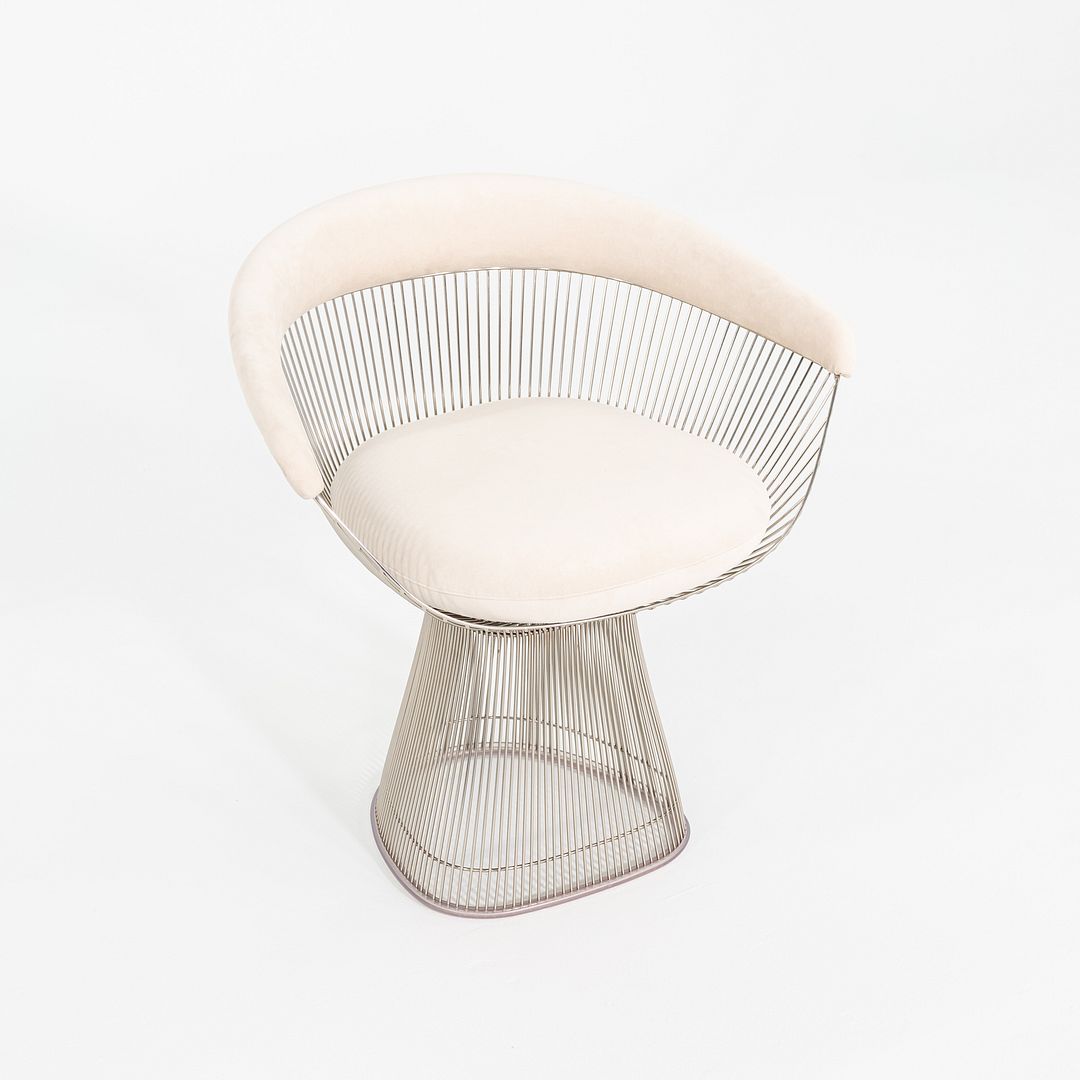 2020 Pair of Warren Platner for Knoll Dining Arm Chairs in Ivory Suede