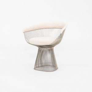 2020 Pair of Warren Platner for Knoll Dining Arm Chairs in Ivory Suede