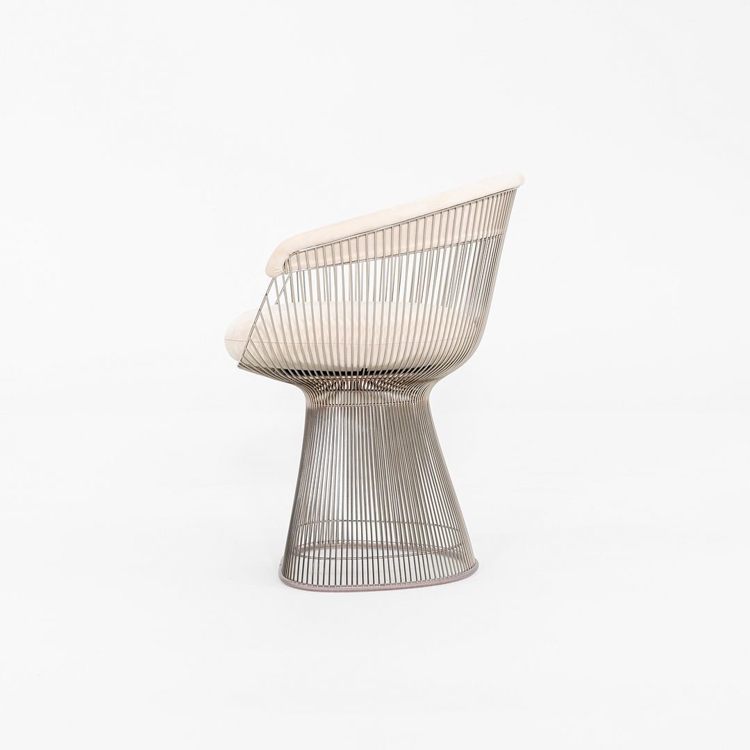 2020 Pair of Warren Platner for Knoll Dining Arm Chairs in Ivory Suede