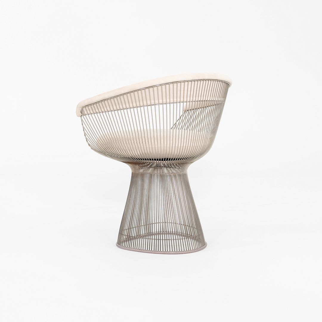2020 Pair of Warren Platner for Knoll Dining Arm Chairs in Ivory Suede